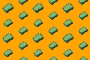 green cash money bills colorful seamless pattern on yellow background set. doodle money illustration pattern background. green money background for packaging and merchandise vector