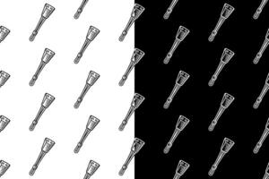 climbing trapezoid stopper doodle seamless pattern on black white background set. carved chock equipment engraving pattern background. retro chock nut background for climbing sport club merchandise vector