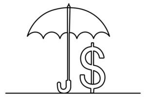 Dollar icon continuous one line drawing and isolated outline illustration vector