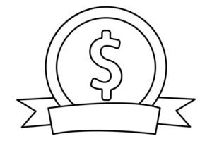 Dollar icon Continuous one line art simple knife and fork sketch outline illustration vector