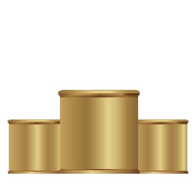 Gold podium three wins. Pedestal, nomination, title, ranking, rating, sport. illustration. Isolated on white background