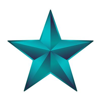 Blue star 3d icon on white background. illustration