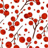 Seamless template of branches with red forest berries vector