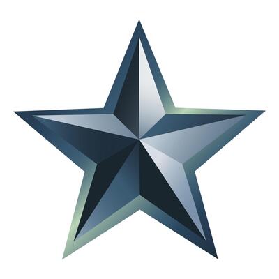 Blue 3d shining star icon with frame. illustration Blue 3d star icon illustration. Isolated on white background
