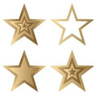 Set of gold star icons in different styles, isolated on white background. illustration vector