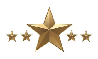 Five gold stars icon on isolated background. Rating review icon for websites and mobile apps illustration vector