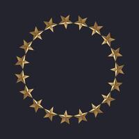 Set of gold stars in a circle isolated on dark background illustration of a circle frame with gold stars for badge, emblem and print vector