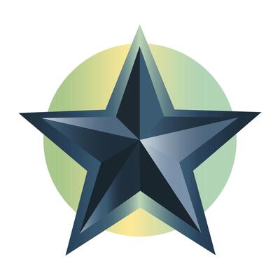 Blue 3d shining star. illustration Blue 3d star icon illustration. Isolated on white background