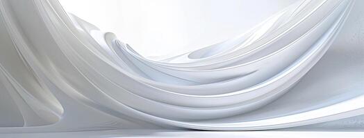 A white room with a large white curtain photo