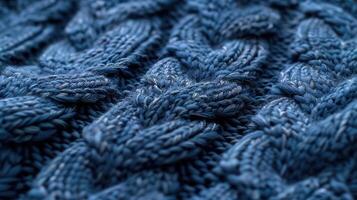 A close up of a blue knitted sweater photo
