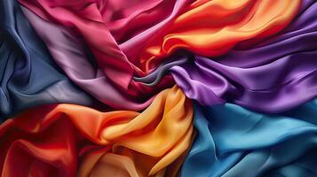 Colorful silk fabric background photo