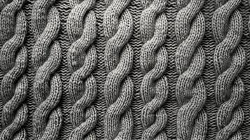 A black and white photo of a knitted sweater