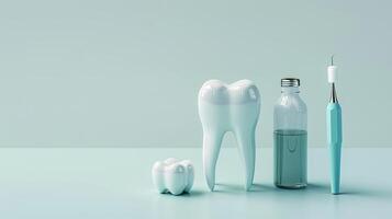 A toothbrush, toothpaste and a bottle of toothpaste photo