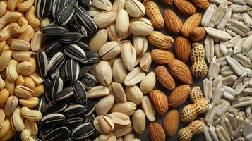 Various types of nuts and seeds photo
