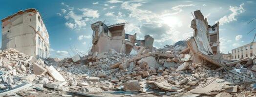 A 360 - view of a destroyed building photo