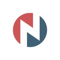Circle Two Color Letter N Negative Space Logo Template Illustration Design. EPS 10. vector