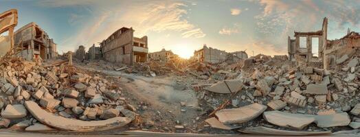 A 360 - view of a destroyed city photo