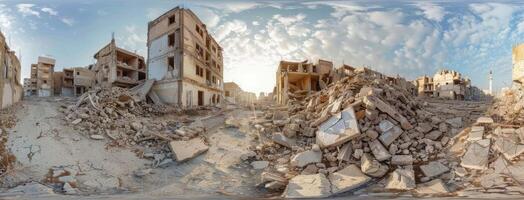 A 360 - view of a destroyed city photo