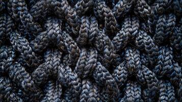 A close up of a black knitted fabric photo
