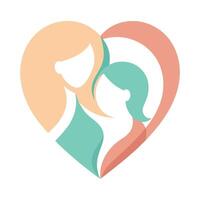 Simple silhouette of a mother and child creating a heart on Happy Mother's Day vector
