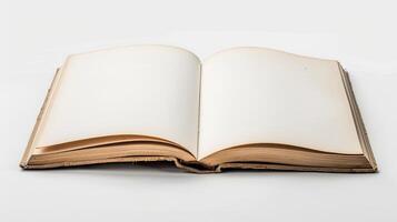 An open book on a white background photo
