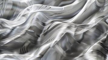 A close up of a silver fabric with waves photo
