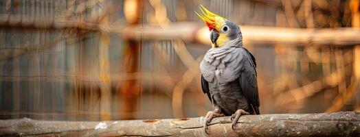 A bird with a yellow beak sitting on a branch photo