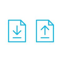 Set Blue Square Download and Upload Document Icon Illustration Design. EPS 10. vector