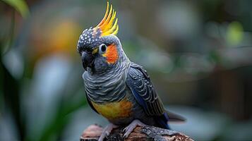 A bird with a yellow and orange head photo