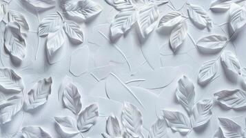 Paper leaves on a white wall photo
