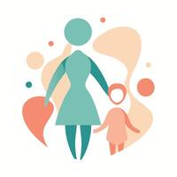 Minimalist design of a mother and child holding hands on Happy Mother's Day vector