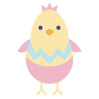 Pastel Easter Chick. Modern and Simple Flat illustration cute card icon pink blue vector