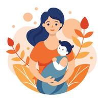 Graceful design depicting a mother softly rocking her baby on Happy Mother's Day vector