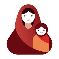 Flat Color Illustration of a Mother and Baby Wrapped in a Soft Blanket on a Rainy Mothers Day vector