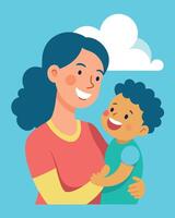 Joyful Scene Mother Sharing A Loving Glance With Deep Affection vector