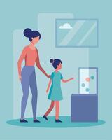 Happy Mothers Day Illustration Mother Leading Daughter Through Interactive Session vector