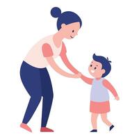 Cute baby reaching up to hold its mother's hand on Happy Mother's Day vector
