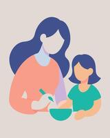 Mothers Day Artwork of Mother and Daughter Creating Art with Watercolors vector