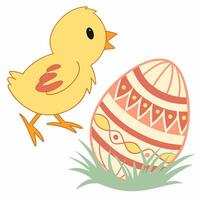 Adorable Baby Chick Hopping. Playful Flat Illustration for Spring bird cute farm kids happy vector