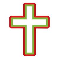Elegant Green Easter Cross. Simple Flat illustration for Spring icon hope holy card vector