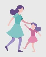 Happy Mothers Day Illustration Mother Leading Daughter In Playful Dance Routine vector