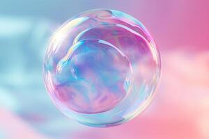 A bubble with a blue and pink color photo