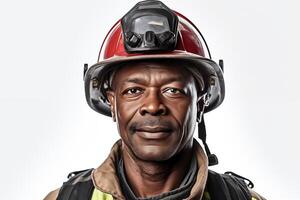 A black man wearing a fireman's helmet photo