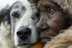 A dog and an old woman photo