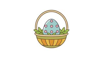 Flat Easter Basket Design. Minimalist Spring Holiday Illustration eggs cute icon card bunny vector