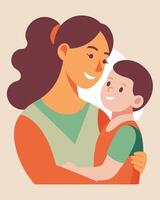 Radiant Mothers Day Illustration Mother and Child Creating a Delightful Memory at a Park vector