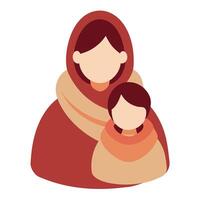 Flat Color Illustration of a Mother and Baby Cuddled Together in a Cozy Knitted Blanket on Mothers Day vector