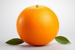 Orange with leaf on white background photo