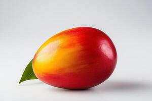 A red and yellow mango on a white background photo