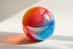 A colorful ball sitting on a table photo